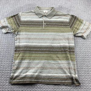 Vintage JANTZEN Polo Shirt Men XL Brown Green Multicolored Stripes Golf 90s